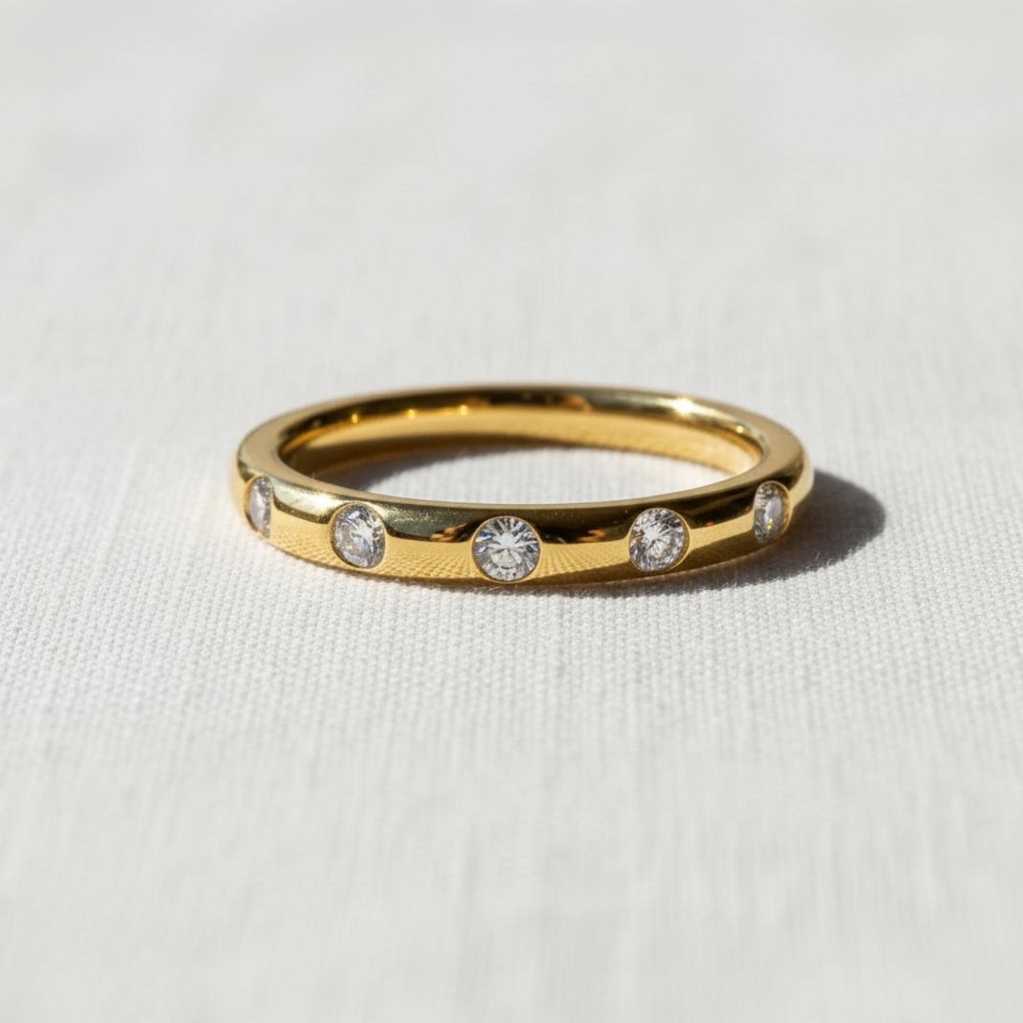 Delicate Flush Set Round Diamond Wedding Band
