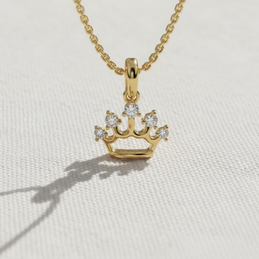 14K Solid Gold Crown Pendant Princess Pendant Crown Pendant For Girls Gold Crown pendant Solid Gold Chian Gift for her