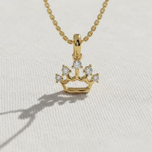 Crown Pendant Necklace, Princess Pendant in 14K