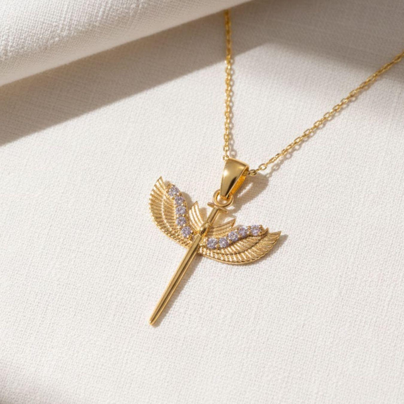 St. Michael Diamond Necklace, Solid 14K Gold