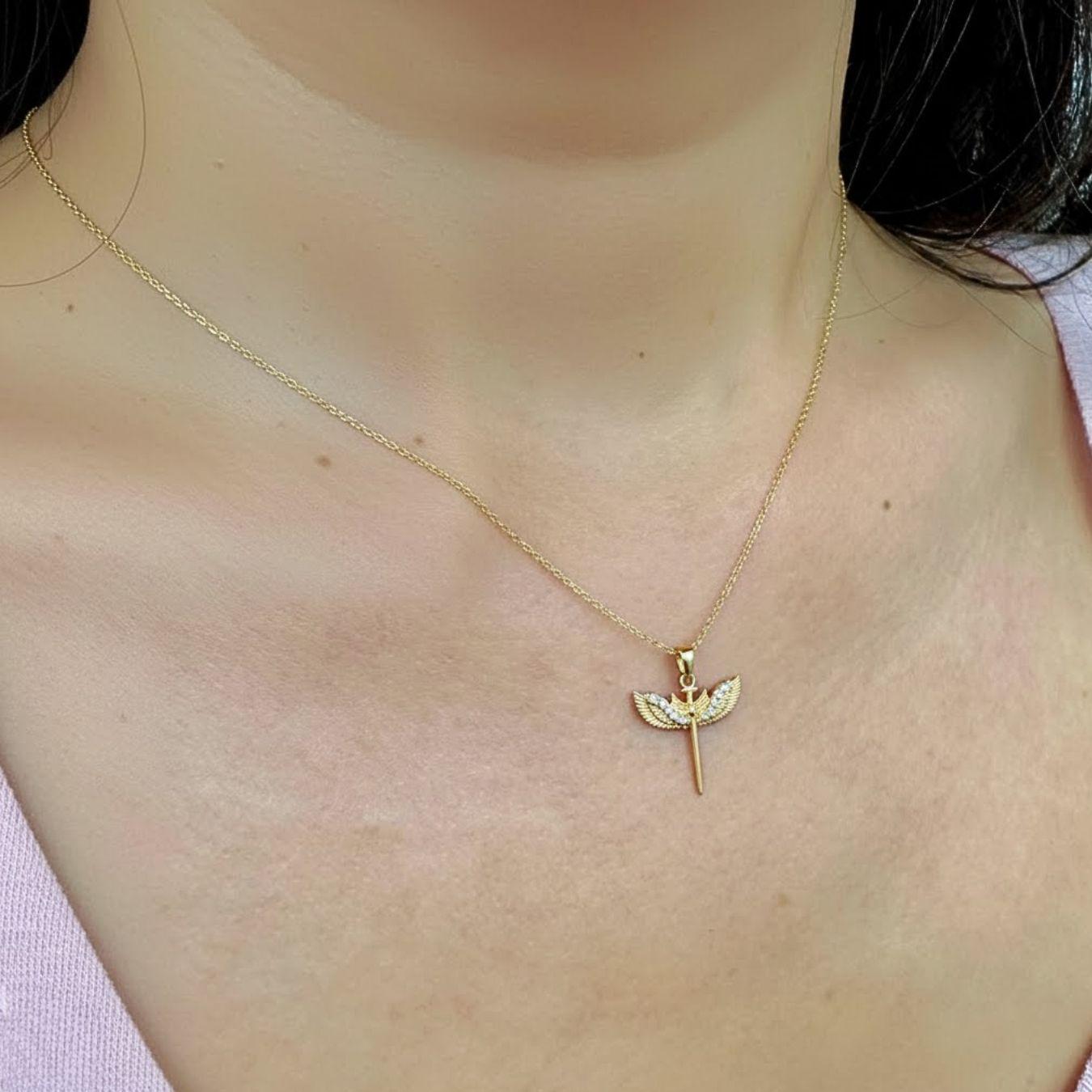 St. Michael Diamond Necklace, Solid 14K Gold