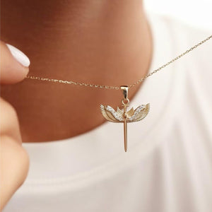 St. Michael Diamond Necklace, Solid 14K Gold