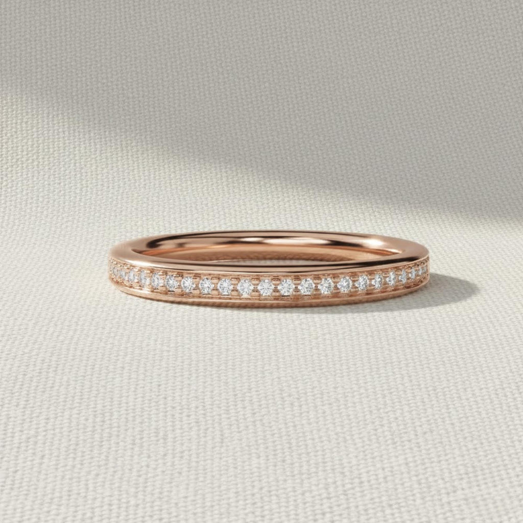 Diamond Wedding Band 10K 14K Solid Gold Stacking Ring Half Eternity Ring Lab Grown Diamond Ring Anniversary Stack Ring for Women