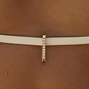 Round Diamond Charm Connector, Silver Screw Clasp