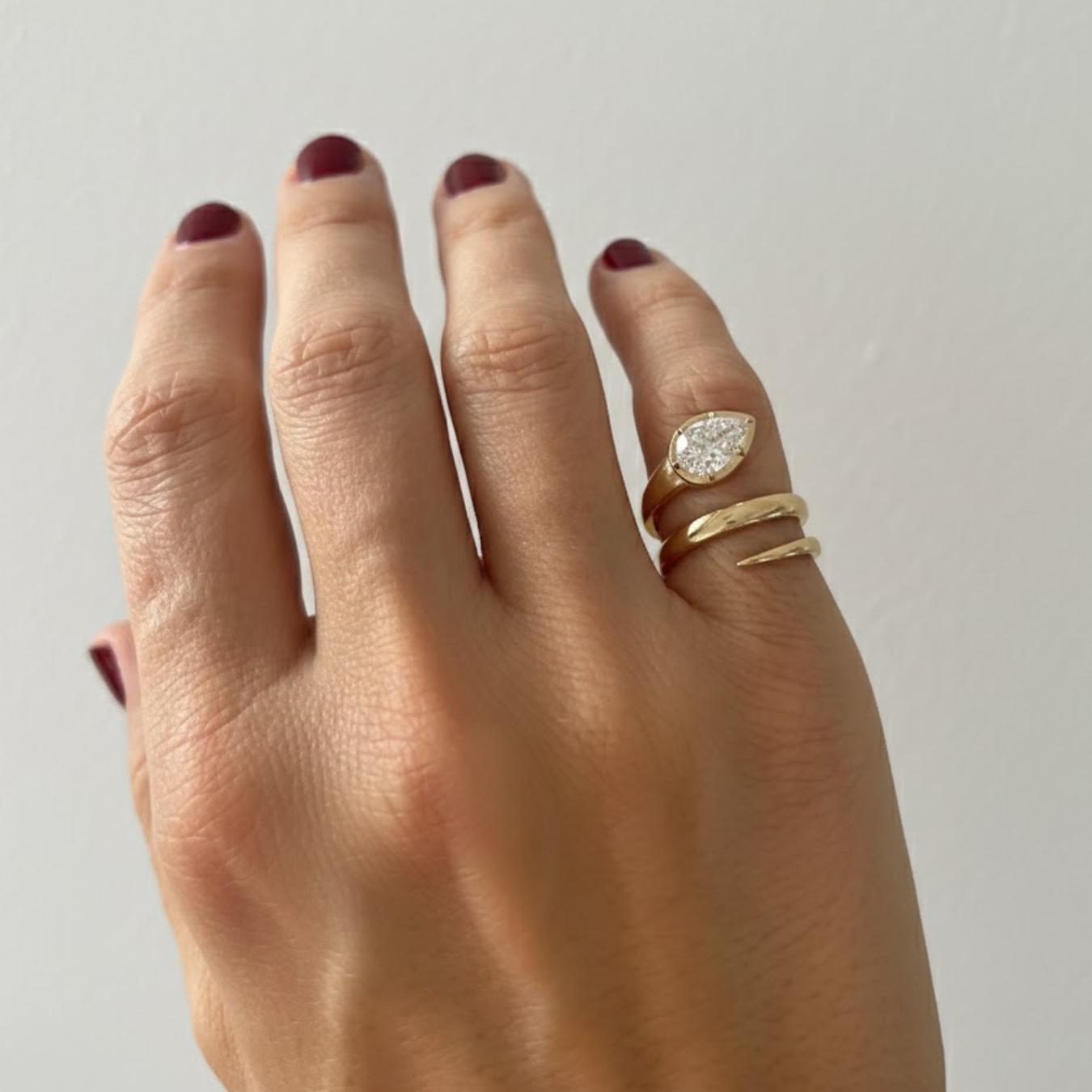 Unique Snake Design Lab Diamond Engagement Ring
