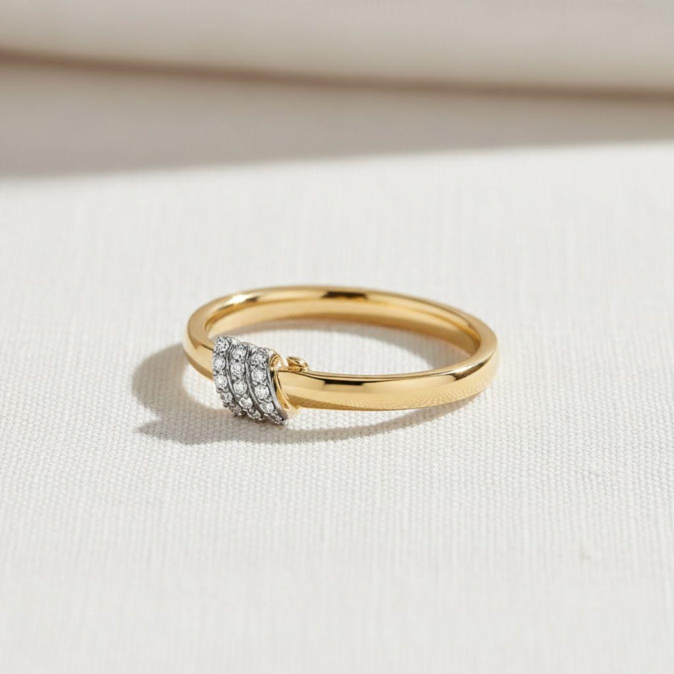 14K Gold Twisted Wedding Band Lab Diamond Sterling Silver Ring