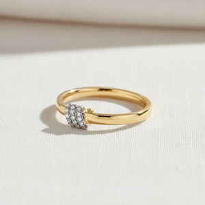 14K Gold Twisted Wedding Band Lab Diamond Sterling Silver Ring