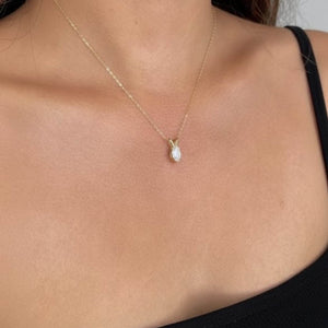 Marquise Cut Solitaire Diamond Pendant Necklace Jewelry