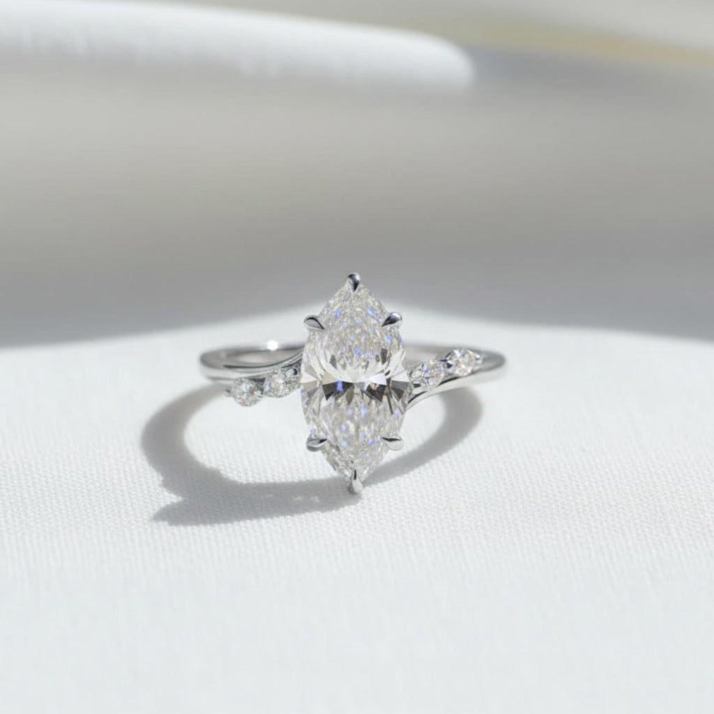 Marquise Lab Grown Diamond Engagement Ring Lab Diamond Solitaire Ring Anniversary Ring Gift Simple Marquise Diamond Ring for Proposal