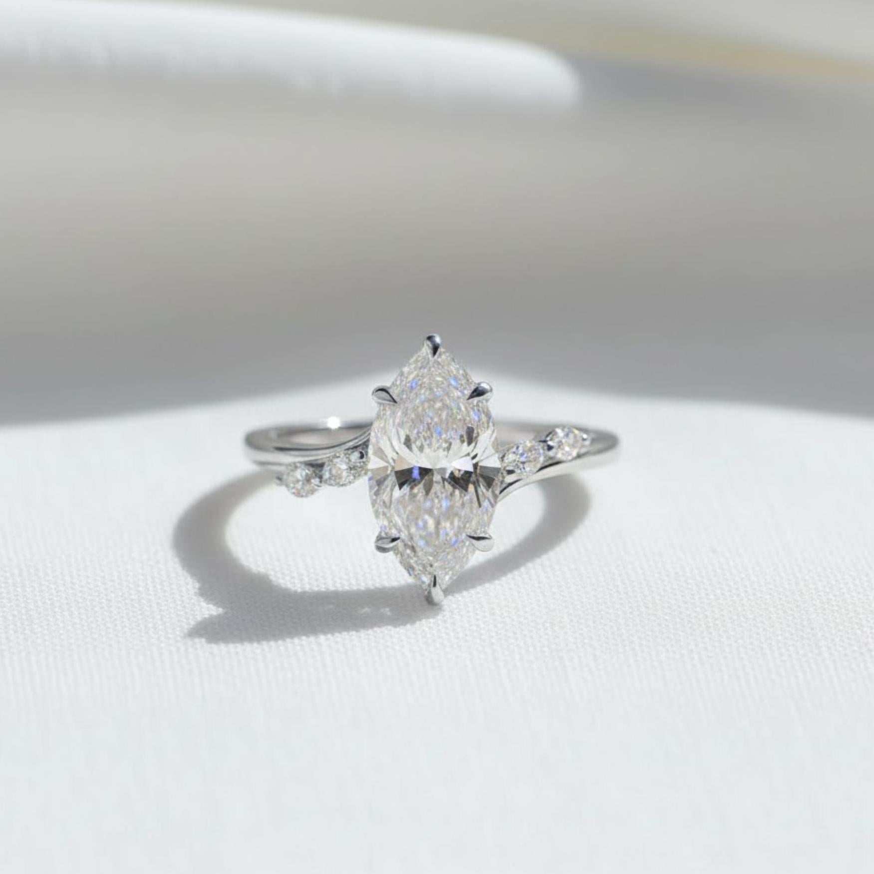 Lab Grown Marquise Diamond Engagement Ring