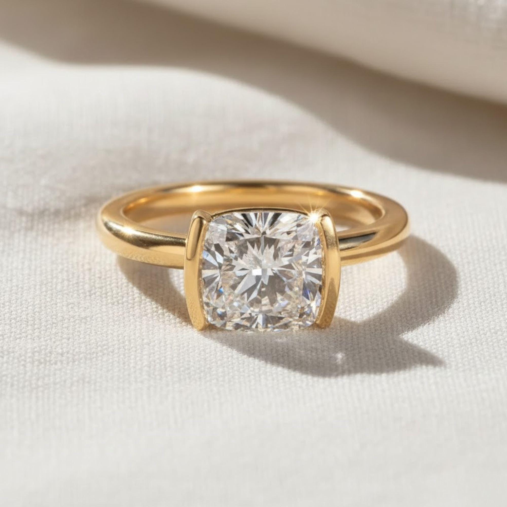 2 Ct Ice Crushed Cushion Lab Diamond Ring