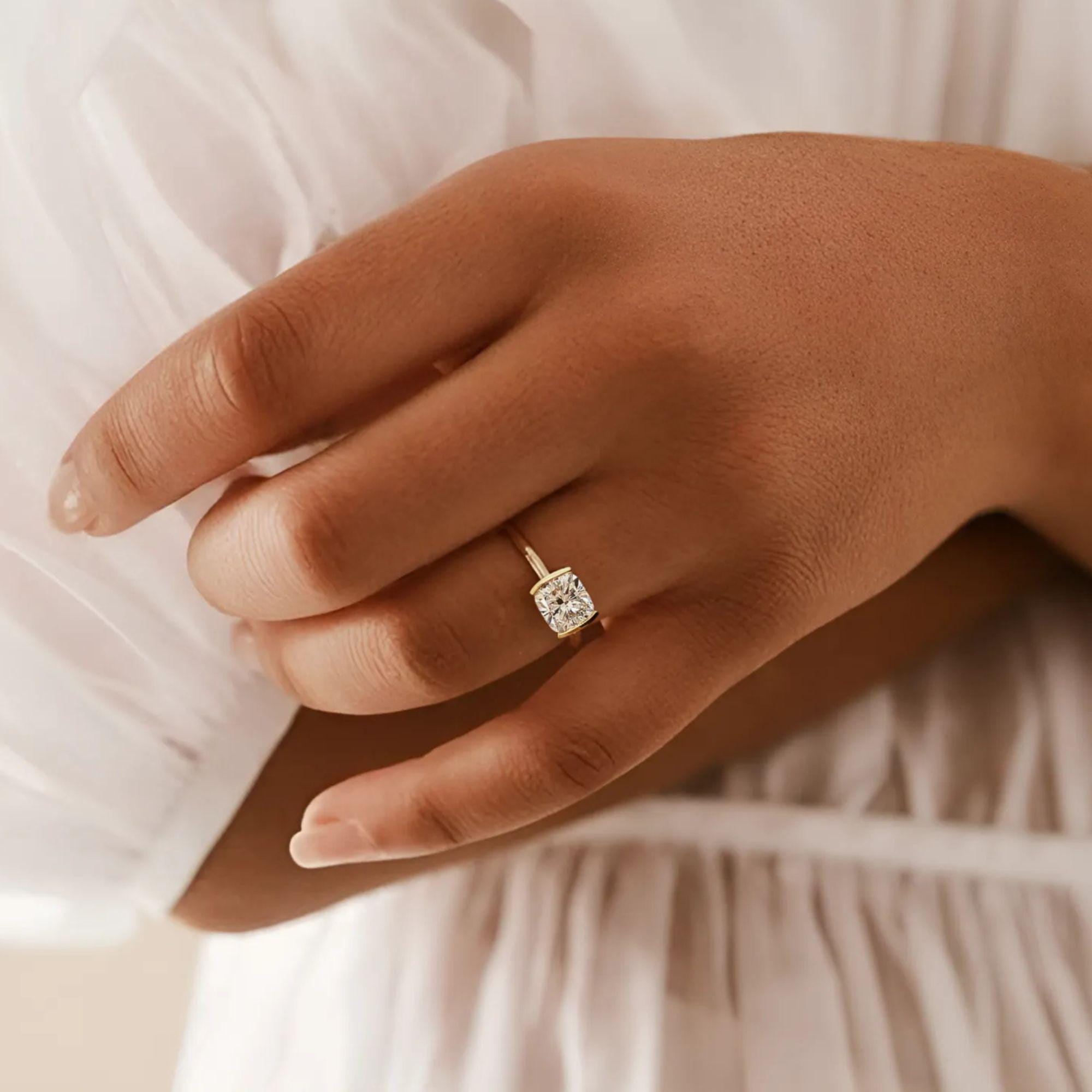 2 Ct Ice Crushed Cushion Lab Diamond Ring