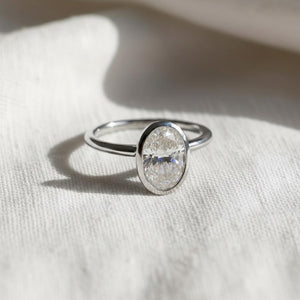 2 Ct Oval Bezel Set Diamond Ring