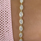 Marquise Beze Diamond Bracelet, 14K Yellow Gold Tennis Bracelet, 3.78ct F/VS1 Lab Created Diamond, Eco Friendly Diamond Brace, Birthday Gift