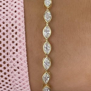 Marquise Bezel Lab Diamond Tennis Bracelet in 14K Yellow Gold
