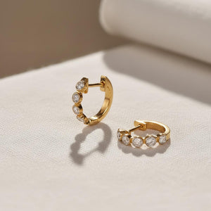 14K Gold Diamond Small Hoop Earrings Gift for Her
