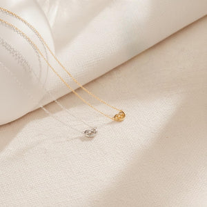 14K Solid Gold Knot Promise Necklace, Dainty Chain Choker