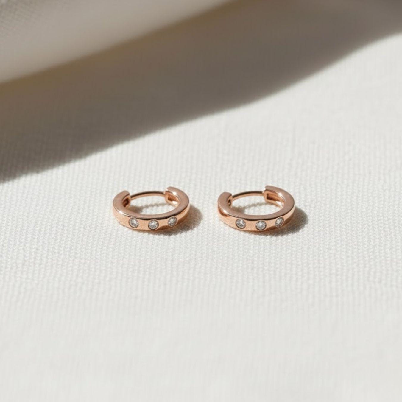 14K Gold Lab Grown Diamond Cartilage Hoop Earrings Helix Huggies