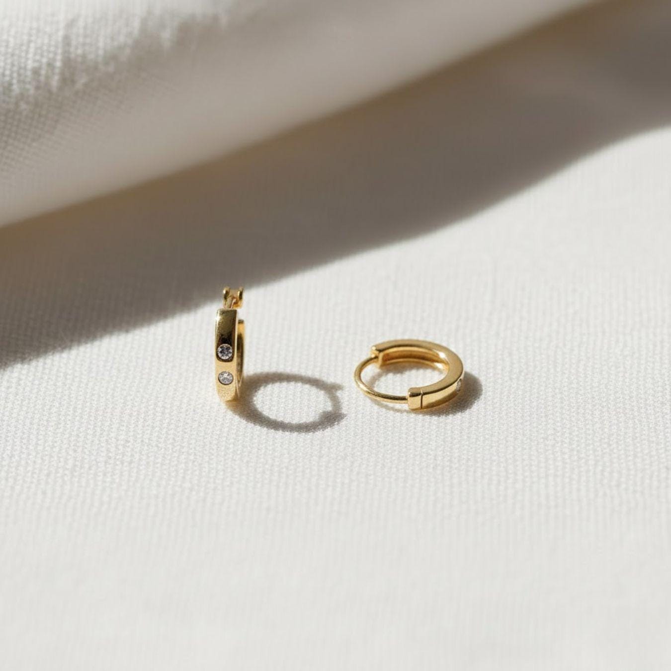 14K Gold Lab Grown Diamond Cartilage Hoop Earrings Helix Huggies