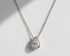 Lab Diamond Solitaire Engagement Pendant/ Pear Cut Lab Grown Diamond Bridesmaid Pendant/ 14K Gold Bezel Diamond Pendant Gift For Her