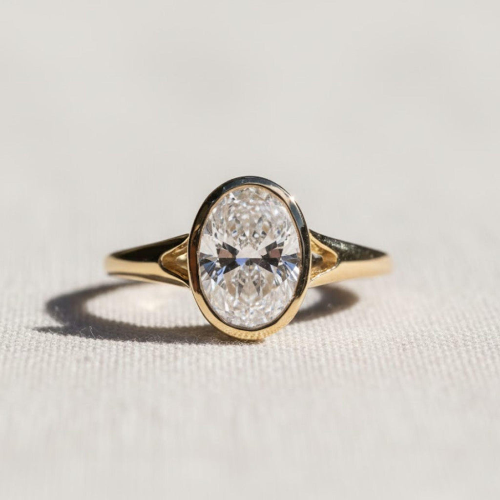 Certified 2.00 CT Lab Grown Diamond Ring, Oval Lab Diamond Engagement Ring , Lab Oval, Solid 14K Yellow Gold Oval Ring