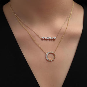 14K Gold Multi Shape Diamond Pendant Necklace