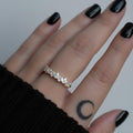Marquise Diamond Ring / Marquise Diamond Wedding Ring in 14K Solid Gold / Alternating Marquise Round Diamond Ring 14K Gold / Stackable Band