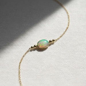Minimalist Opal Bracelet with Diamond Accents Bracelet