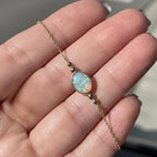 Diamond Single Bezel Bracelet, Simple Diamond Bracelet, Solitaire Diamond Bracelet, Opal Diamond Bracelet, 14k Rose, White, Yellow