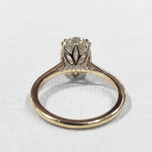Oval Lab Diamond Hidden Halo Engagement Ring 14K Gold