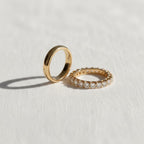 14K Simple Minimalist Wedding Ring Set Lab Grown Diamond Band Set For Bridal Eternity Band Ring Set Small Band Set For Anniversary Gift