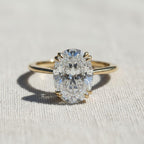 2 Carat Oval Diamond Solitaire Engagement Ring, Lab Diamond Hidden Halo Engagement Ring, Lab Created Diamond Ring, 14k Yellow Gold