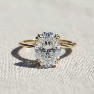 Oval Lab Diamond Hidden Halo Engagement Ring 14K Gold