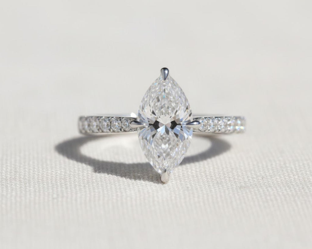 Marquise Diamond Engagement Ring Genuine Lab Grown Diamond Anniversary Ring Unique Proposal Ring for Her Claw Prong Setting Ring Gift