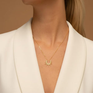 Sun Pendant Necklace, Minimalist Layering Chain