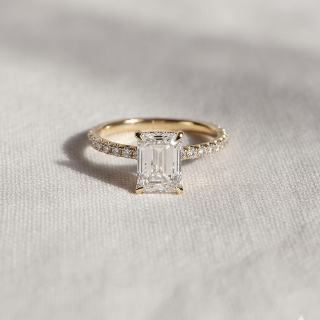 Emerald Cut Diamond Engagement Ring, 3.50 CT Emerald Cut Lab Grown Diamond Ring, Wedding Ring for Women Anniversary Gift, Ring for Her