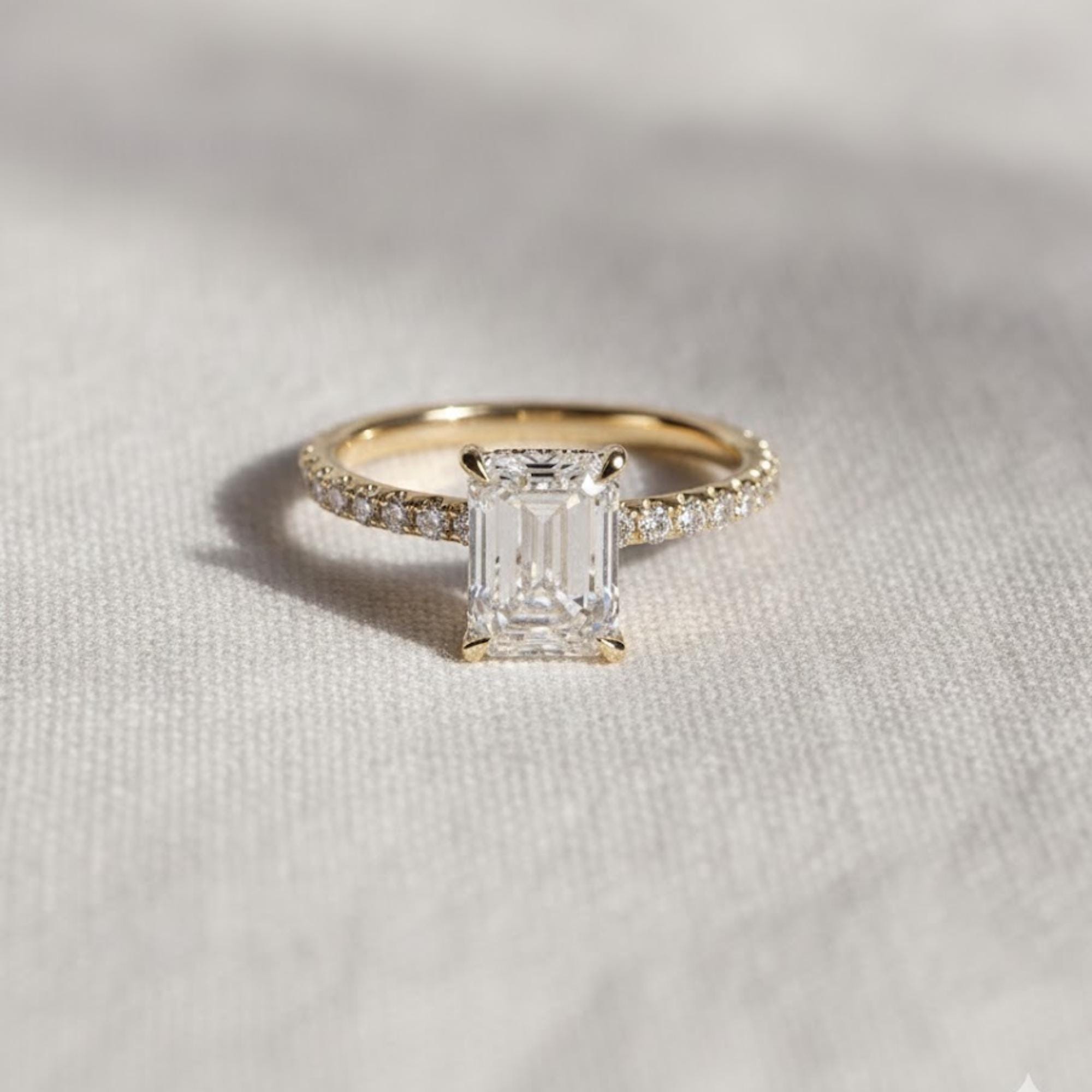 Emerald Cut Lab Grown Diamond Engagement Ring