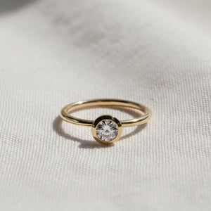 Round Bezel Set Lab Diamond Ring in 14K Gold