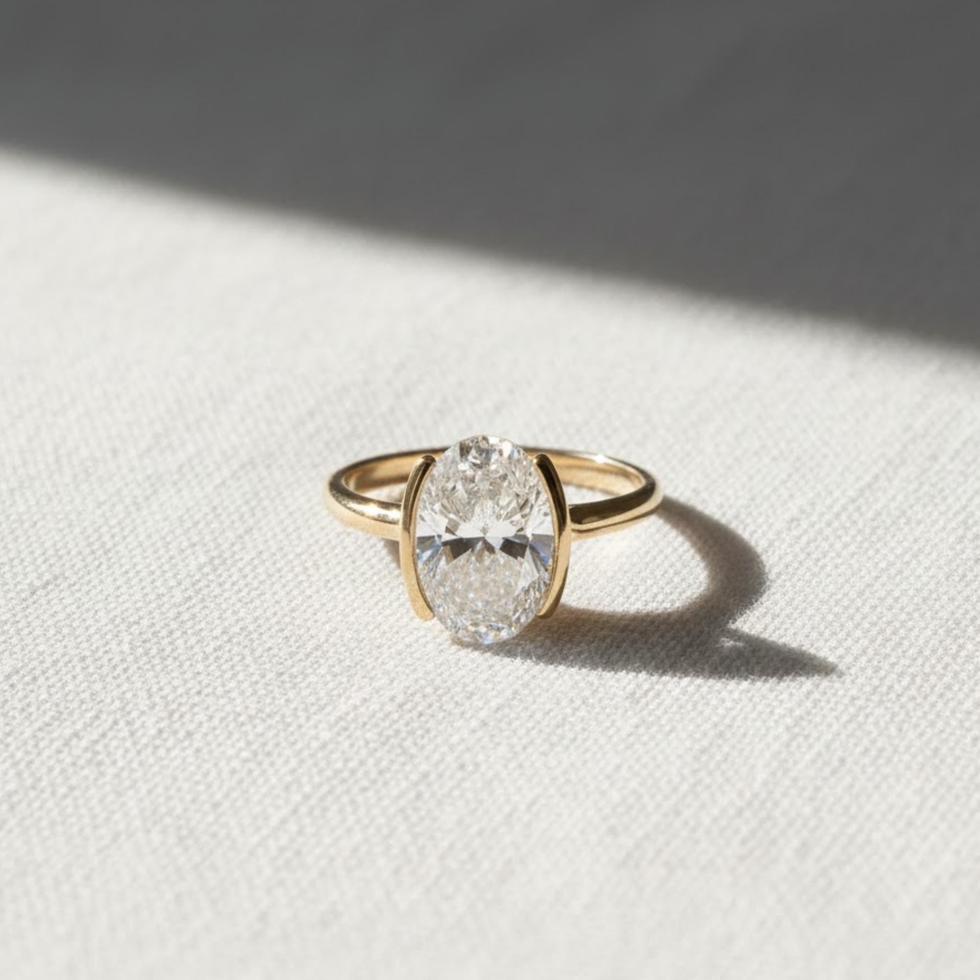 Oval Lab Diamond Cathedral Engagement Ring