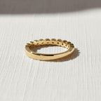 14k Solid Gold Round Band Ring, Unique Round Ring, Half Eternity Round Lab Diamond Wedding Band, Vintage Wedding Band Stacking Ring