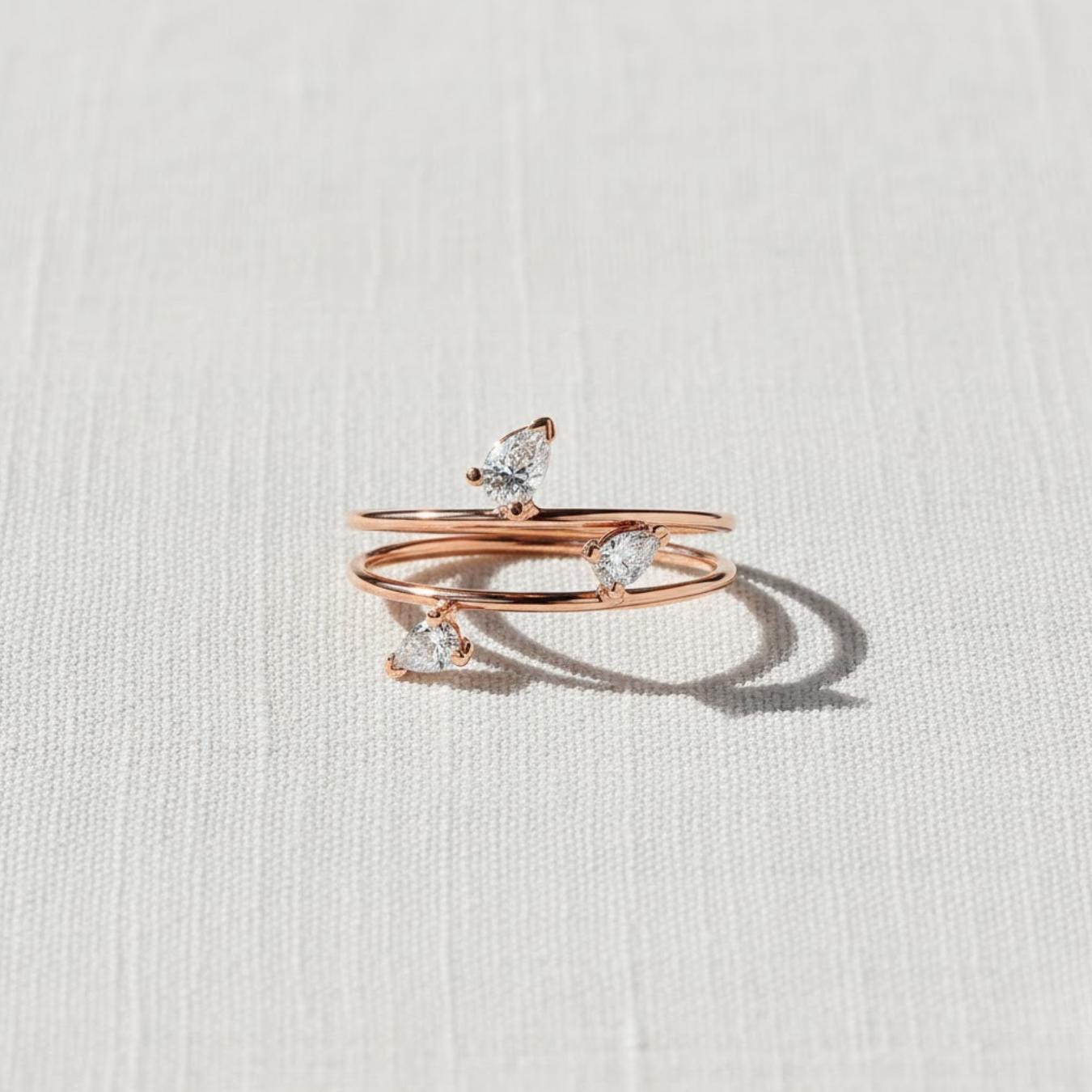 Pear Three Diamond Engagement Ring Lab Created Diamond Gift for Wife