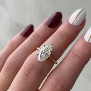 Marquise Lab Diamond Proposal Ring Anniversary Gift Six Claw Setting