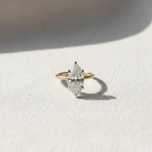 Marquise Lab Diamond Proposal Ring Anniversary Gift Six Claw Setting