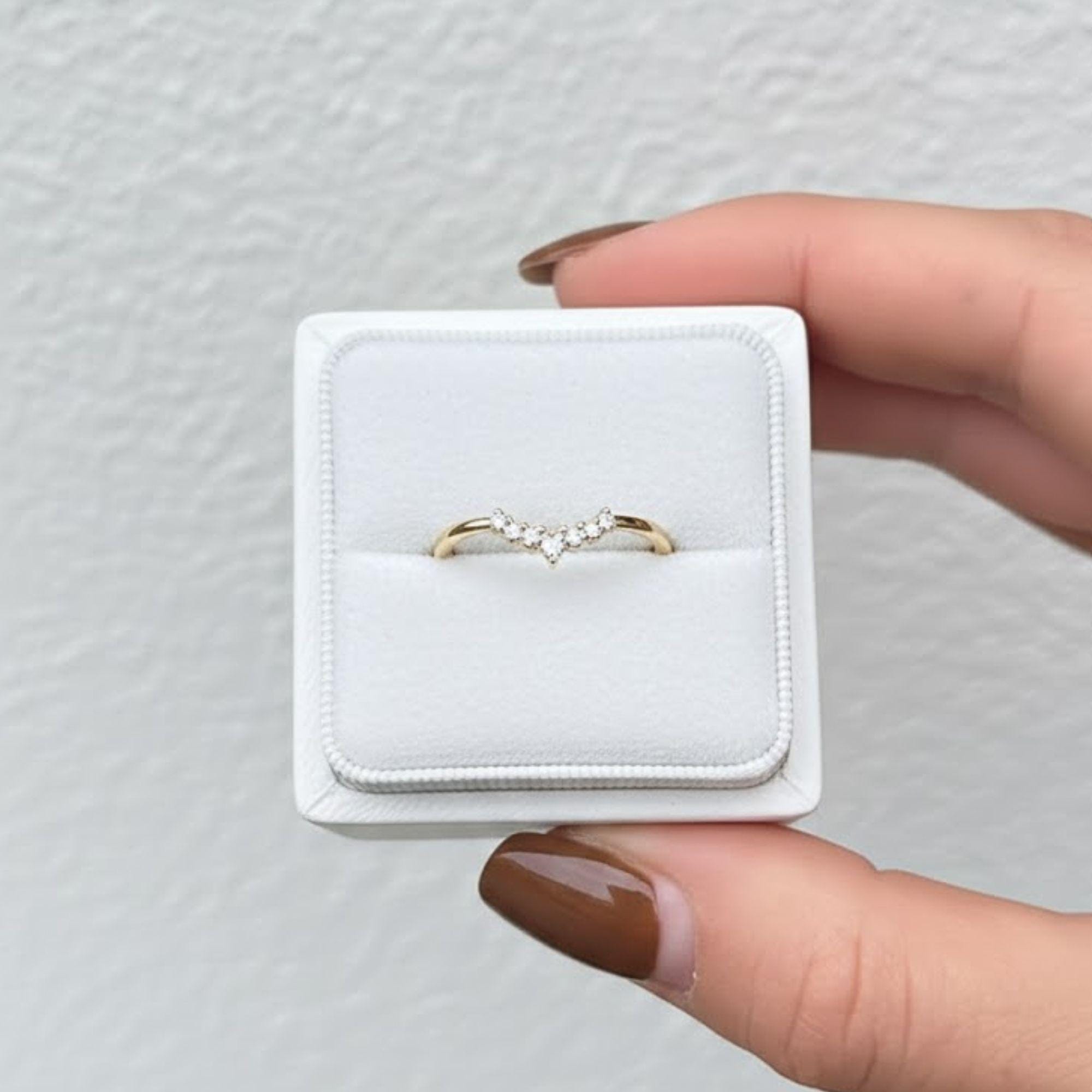 Curved Contour Lab Diamond Wedding Band, 14K Gold