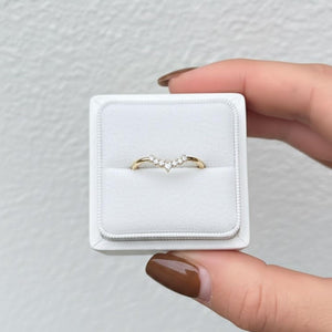 Curved Contour Lab Diamond Wedding Band, 14K Gold