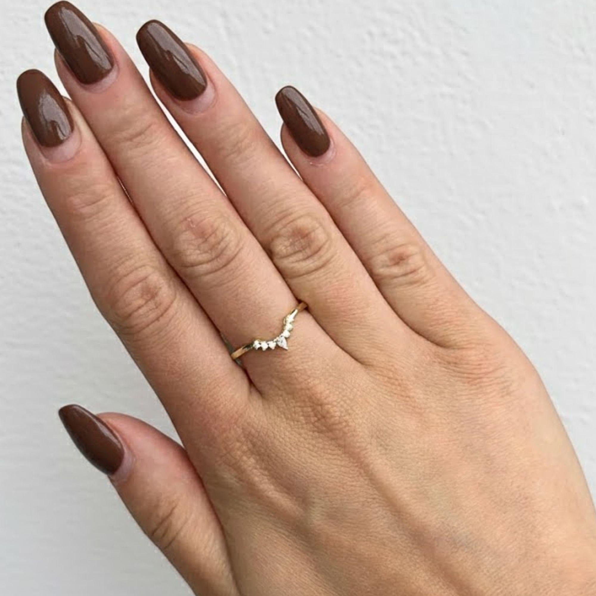 Curved Contour Lab Diamond Wedding Band, 14K Gold