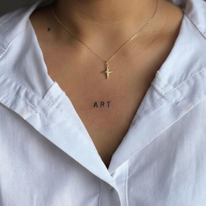 Solid Gold Diamond North Star Pendant Necklace