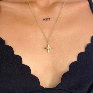 Solid Gold Diamond North Star Pendant Necklace