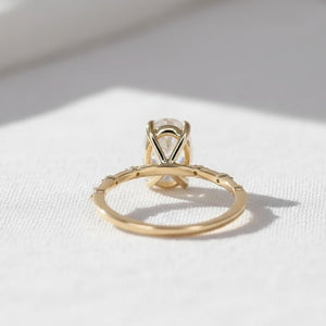 Elongated Oval Lab Diamond Ring, 14K Gold