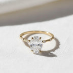 2 Carat Oval Lab Grown F VS1 Diamond Ring / 2 CT Oval Diamond Thin Engagement Ring / Dainty Ring / 14k Gold Elongated Oval Diamond Ring